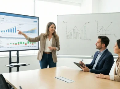 Outsourced CFO reviewing Cash Flow Dashboard with business owners